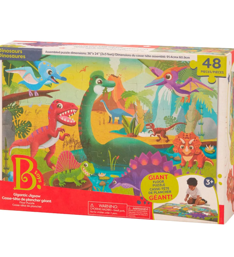 Gulvpuslespil - 48 Brikker - Dino>B. toys Clearance