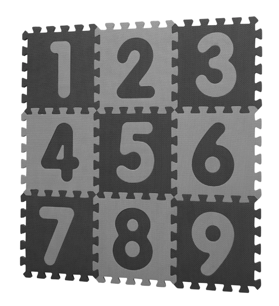 Legegulv - 90x90 - Lysegrå/Mørkegrå m. Tal>BabyDan