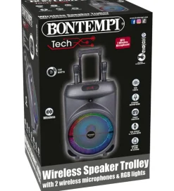 Højtaler m. Mikrofoner/Lys - 87 cm - Trådløs - Trolley>Bontempi Best