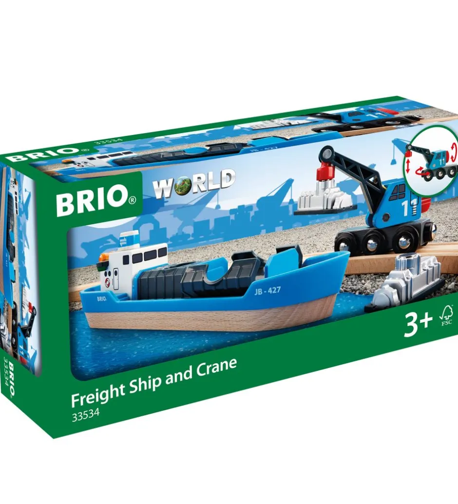 World Fragtskib og Kran - Blå 33534>BRIO Sale