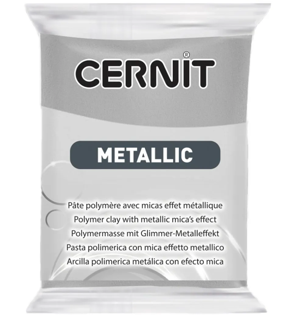 Polymer Ler - Metallic - Sølv>Cernit Hot