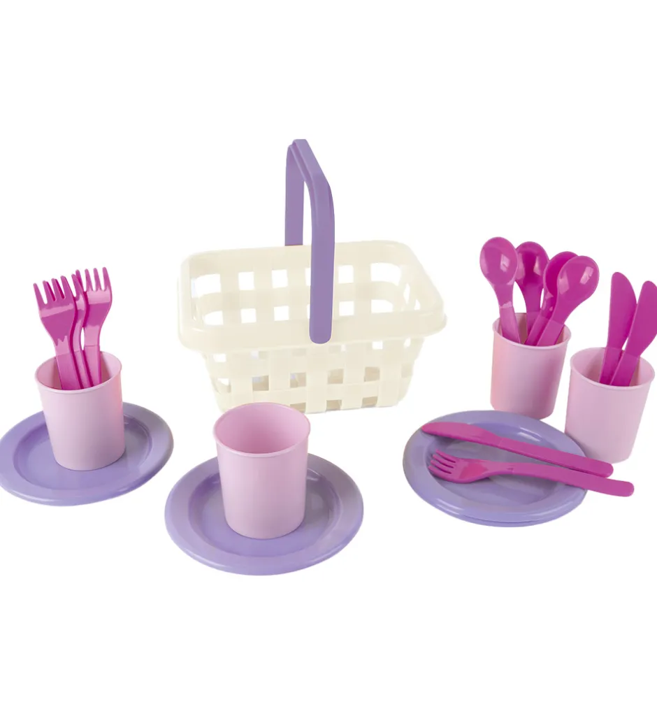 Picnic Spisesæt - 21 Dele - Rosa/Lilla>Dantoy Outlet
