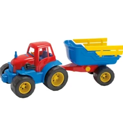 Traktor m. Anhænger - 41 cm - Rød/Blå>Dantoy New