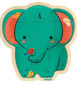 Puslespil - 16 Brikker - Træ - Elefant>Djeco Best