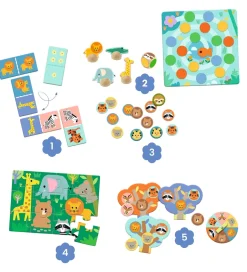 Spil - 5-i-1 - Wild Animals>Djeco Hot
