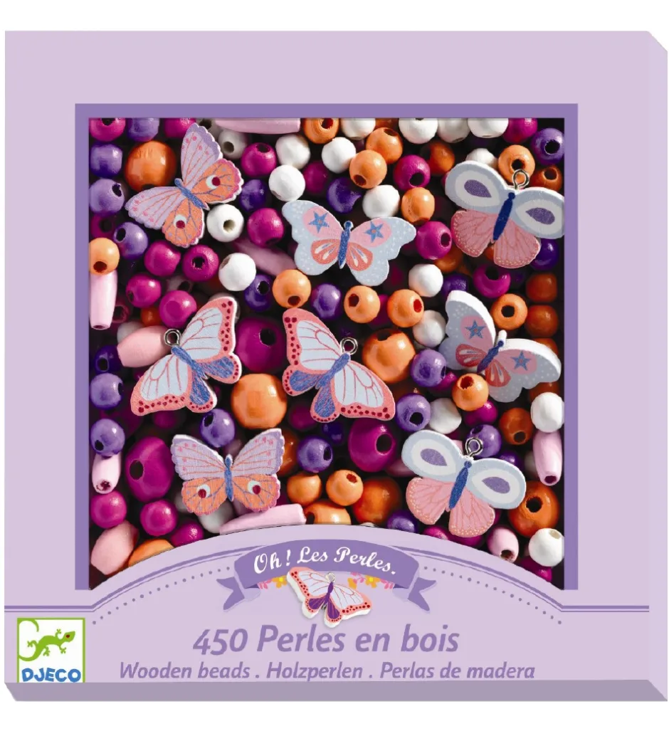 Træperler - 450 stk. - Sommerfugle>Djeco Clearance