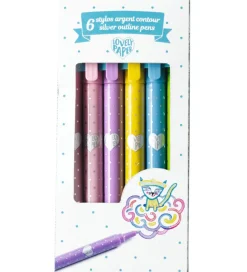Tusser - 6 Silver Outline Pens>Djeco Outlet