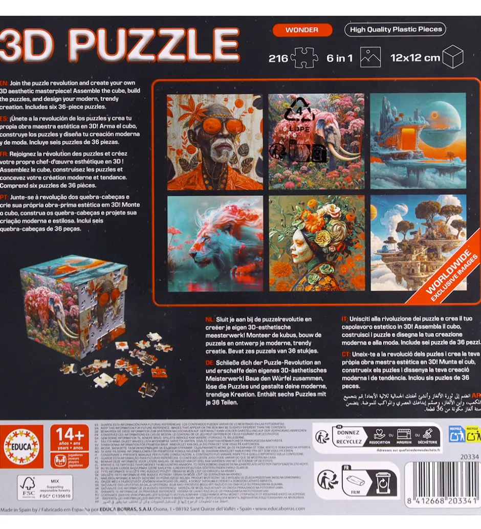 3D Puslespil - 216 Brikker - Cube Wonder>Educa Discount