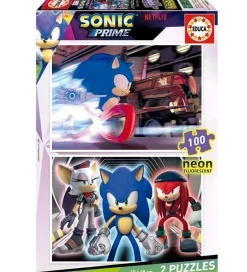 Puslespil - 2x100 Brikker - Sonic Prime Neon>Educa Sale