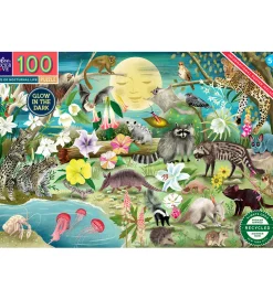 Puslespil - 100 brikker - Selvlysende Nattedyr>Eeboo Best