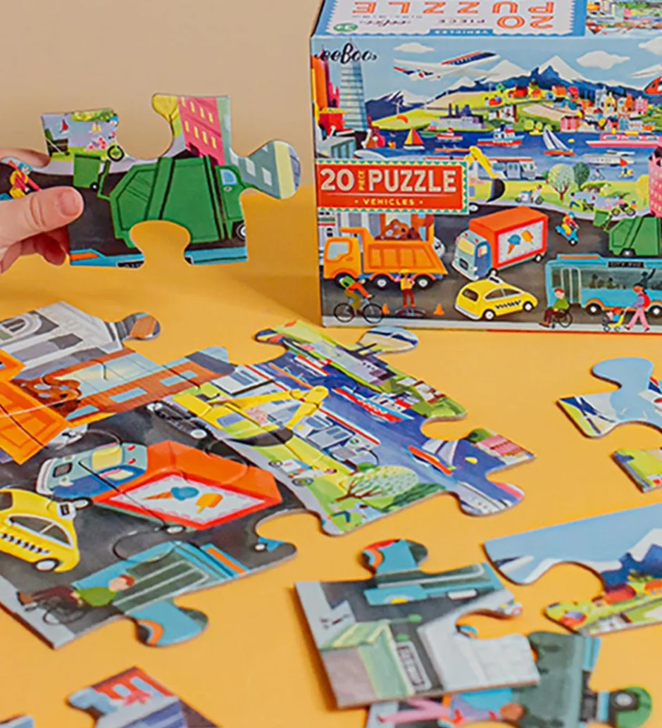 Puslespil - 20 Brikker - 28x38 cm - Transportmidler>Eeboo Online