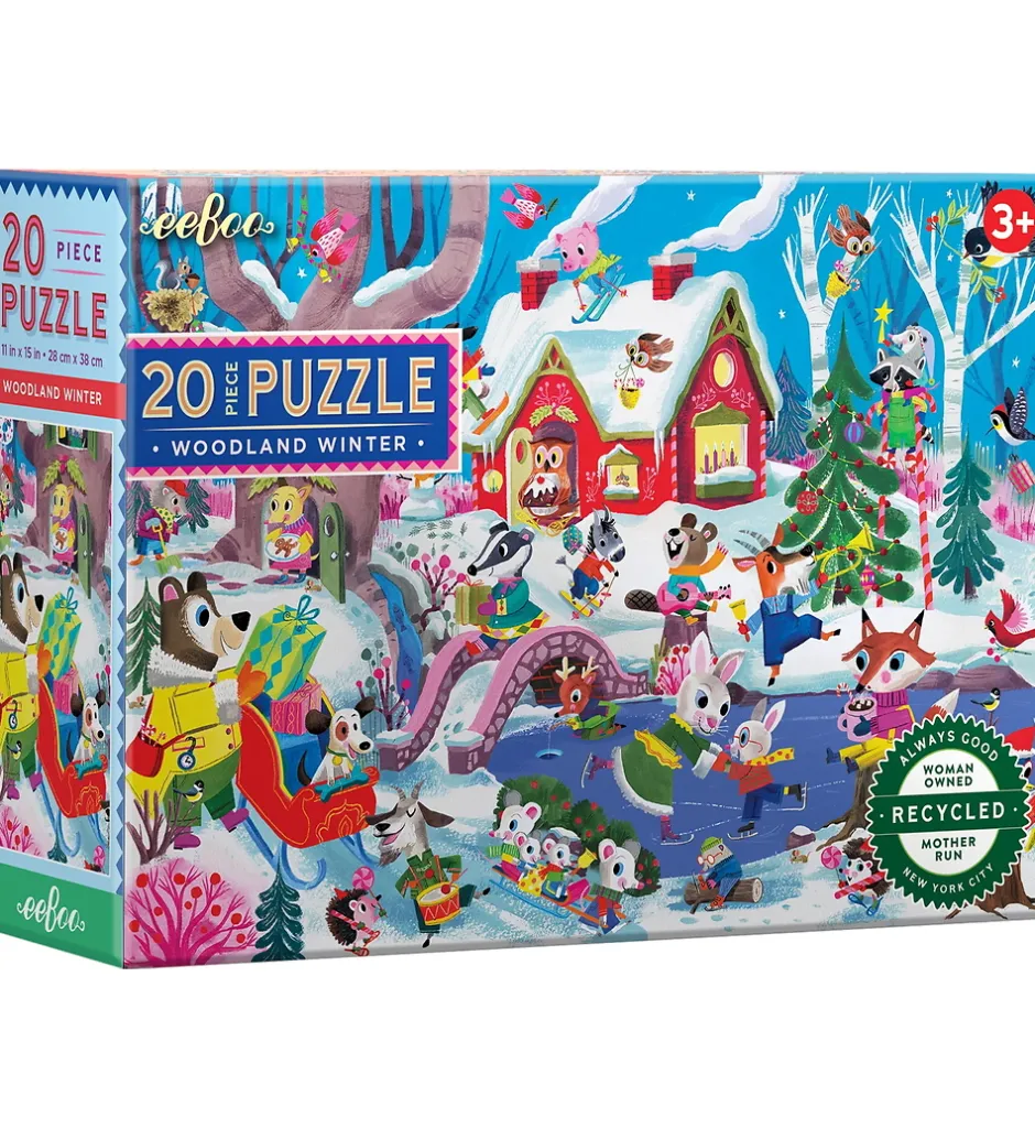 Puslespil - 20 Brikker - 28x38 cm - Woodland Winter>Eeboo Best