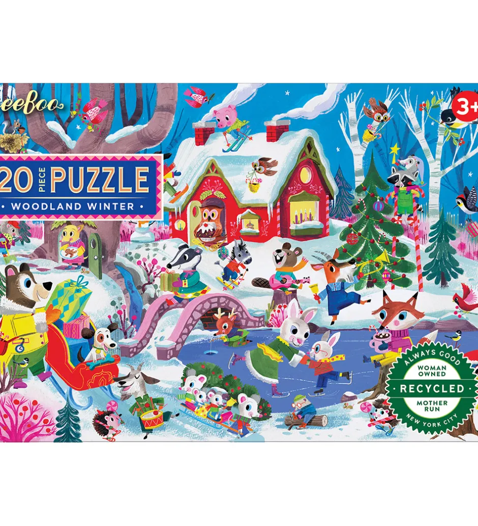 Puslespil - 20 Brikker - 28x38 cm - Woodland Winter>Eeboo Best