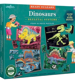 Puslespil - Lyser i Mørke - 4x36 Brikker - Dinosaurer>Eeboo Best