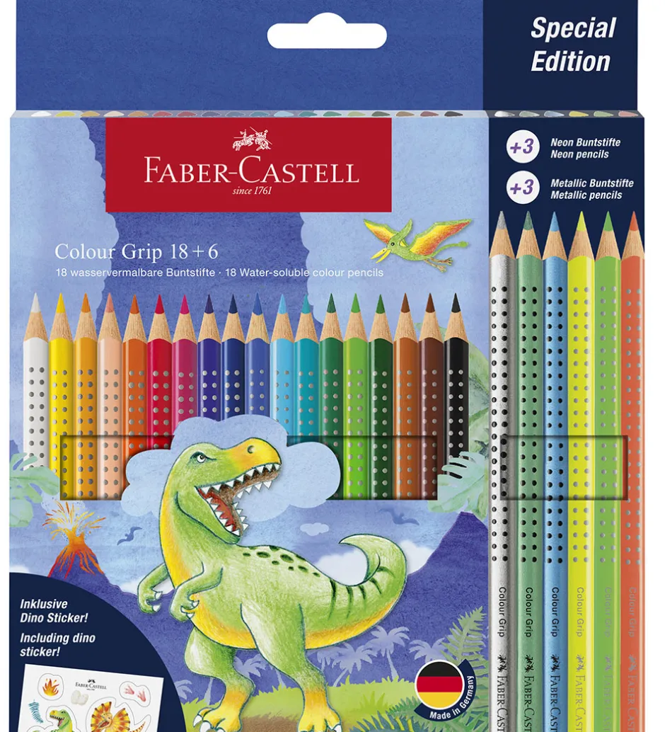 Farveblyanter - 24 stk. - Grip Dino>Faber-Castell Hot
