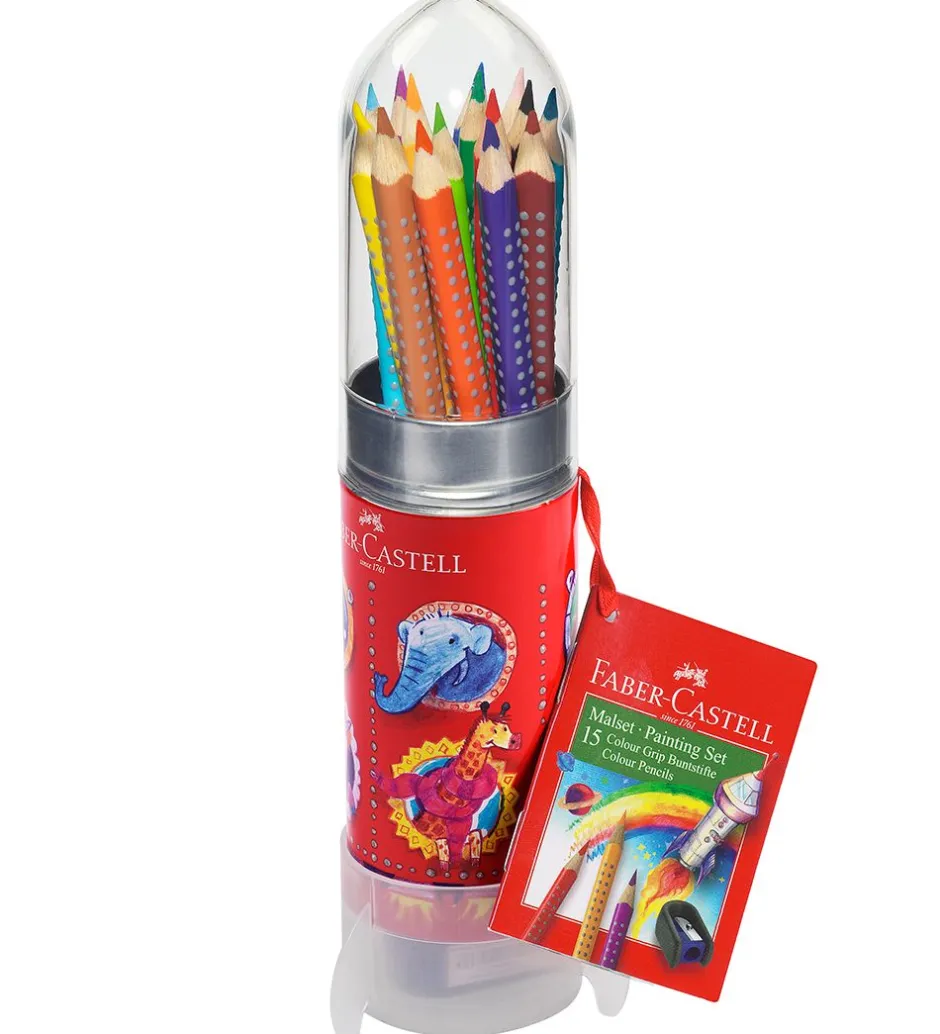 Farveblyanter m. Blyantspidser - 15 stk - Multi>Faber-Castell New