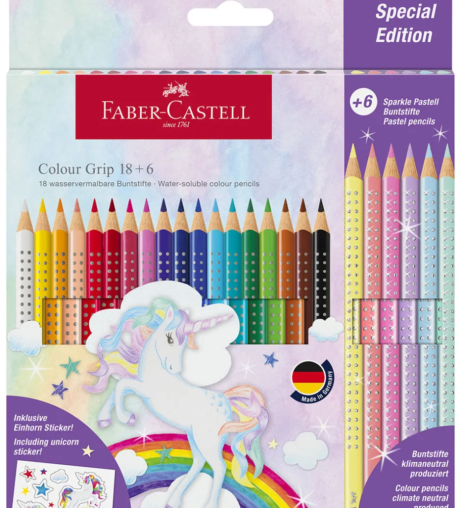 Farveblyanter - Trekantet - Grip Unicorn - 18+6 st>Faber-Castell Outlet