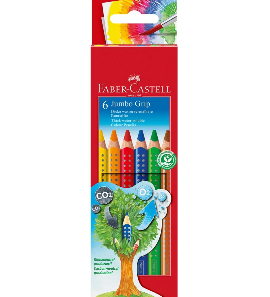 Farveblyanter - Jumbo Grip - Akvarel - 6 stk - Mul>Faber-Castell Hot