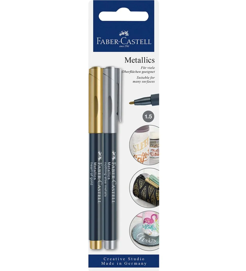 Tuscher - Metallic Pen - 2 stk - Guld/Sølv>Faber-Castell