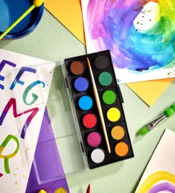 Vandfarve - Akvarel - 12 Farver + 1 Pensel>Faber-Castell Hot