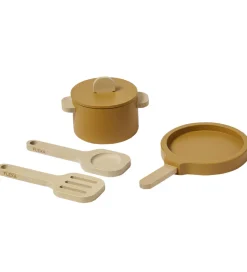 Play Køkkensæt - Gryde og Pande - Mustard/Naturalwood>Flexa