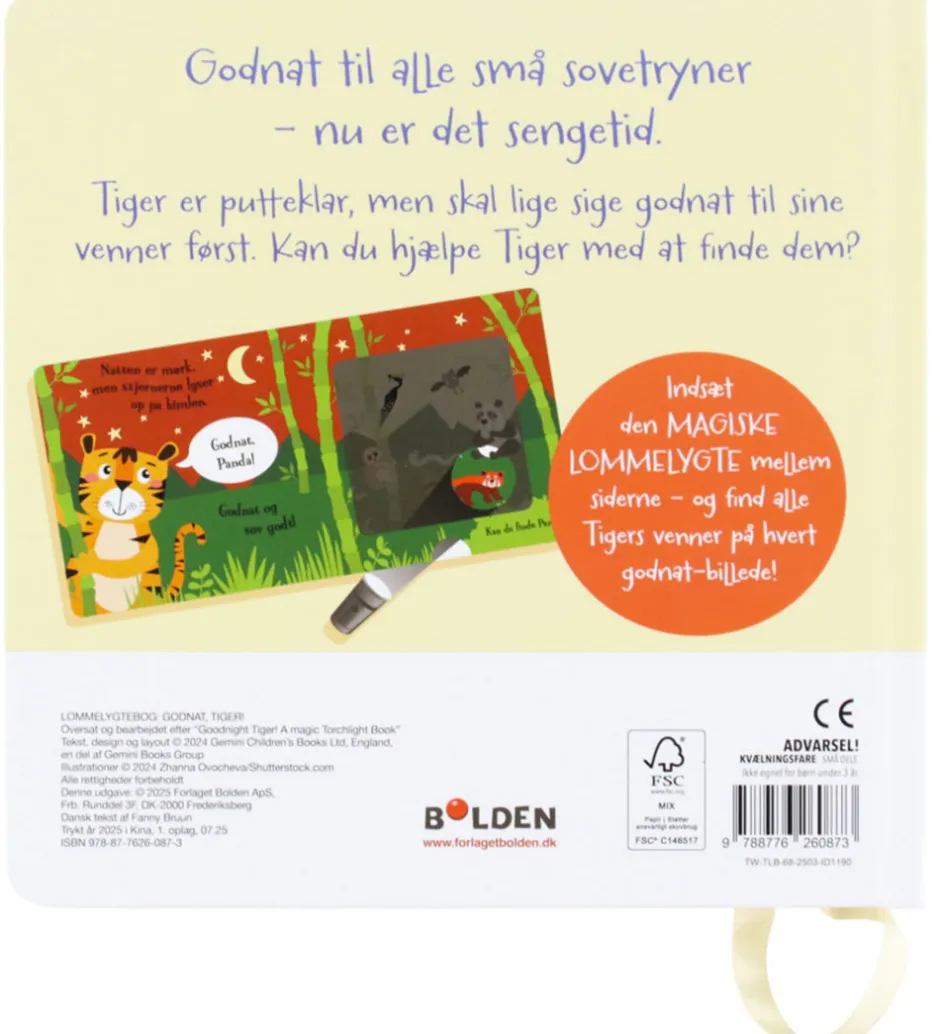 Billedbog - Godnat, Tiger! - Lommelygtebog>Forlaget Bolden Sale