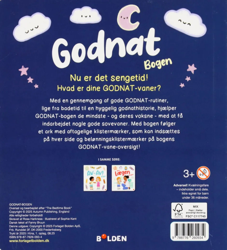 Billedbog - Godnat Bogen - 50+ Klistermærker>Forlaget Bolden Outlet