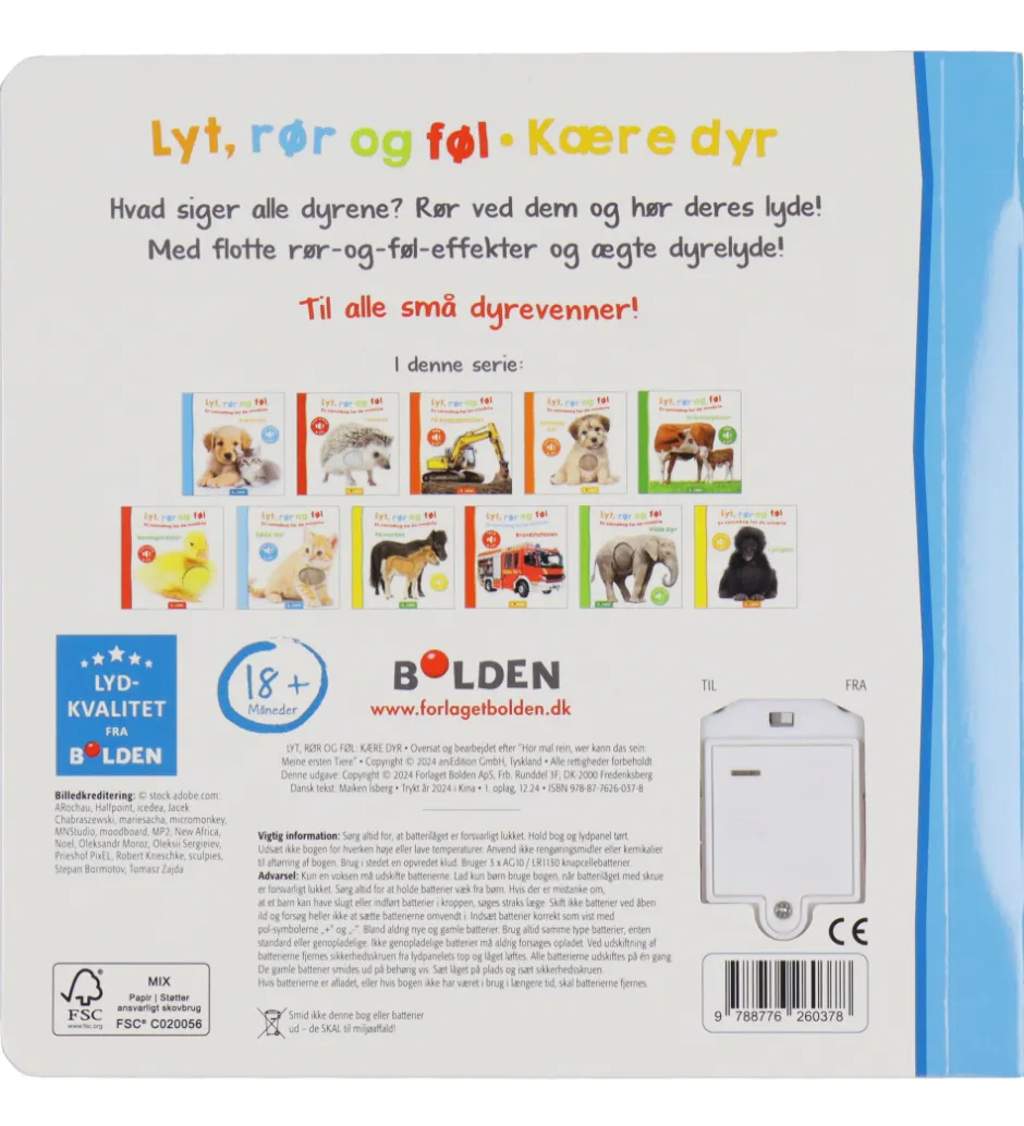 Bog m. Lyd - Lyt, Rør og Føl - Kære dyr>Forlaget Bolden Hot