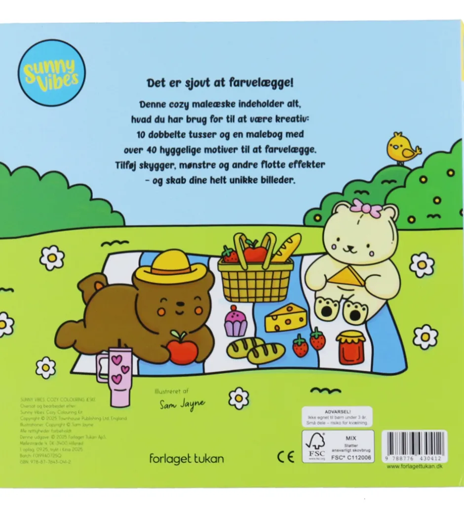 Malebog - Cozy Colouring - Sunny Vibes - DA>Forlaget Tukan New