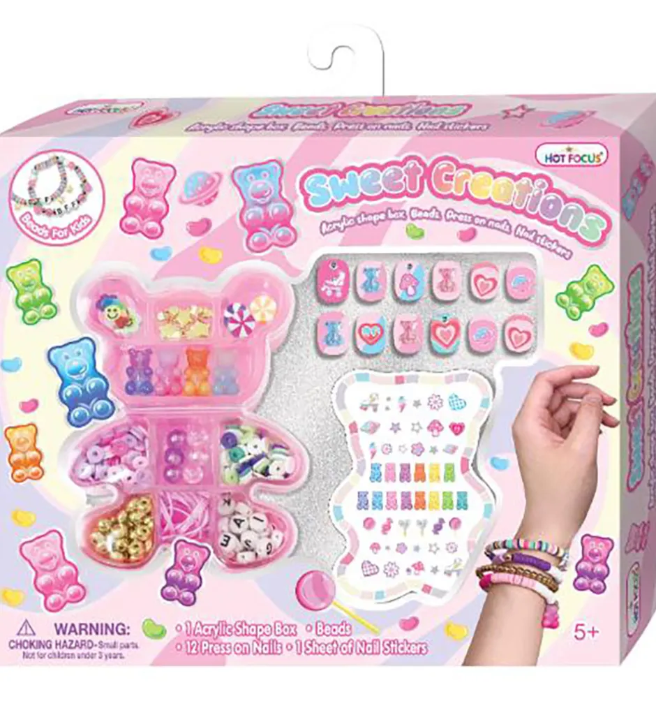 Kreasæt - Vedhæng & Perler I Æske Med Negle Stickers>Hot Focus Clearance