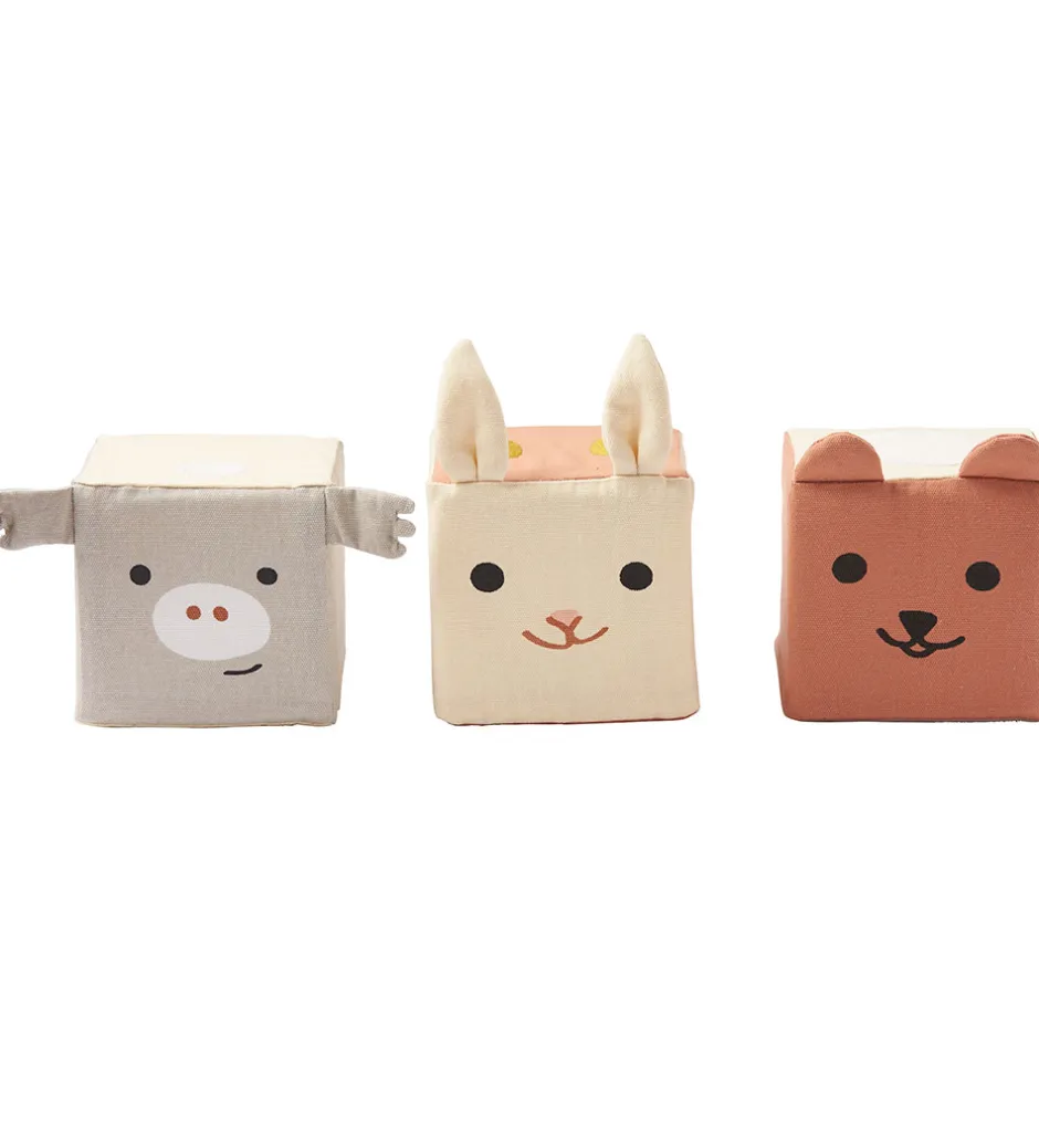 Bamser - 3 Stk. - 9x9 cm - Play Cubes Textile>Kids Concept Outlet