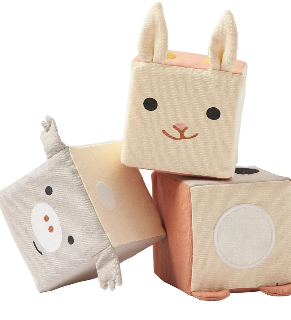Bamser - 3 Stk. - 9x9 cm - Play Cubes Textile>Kids Concept Outlet
