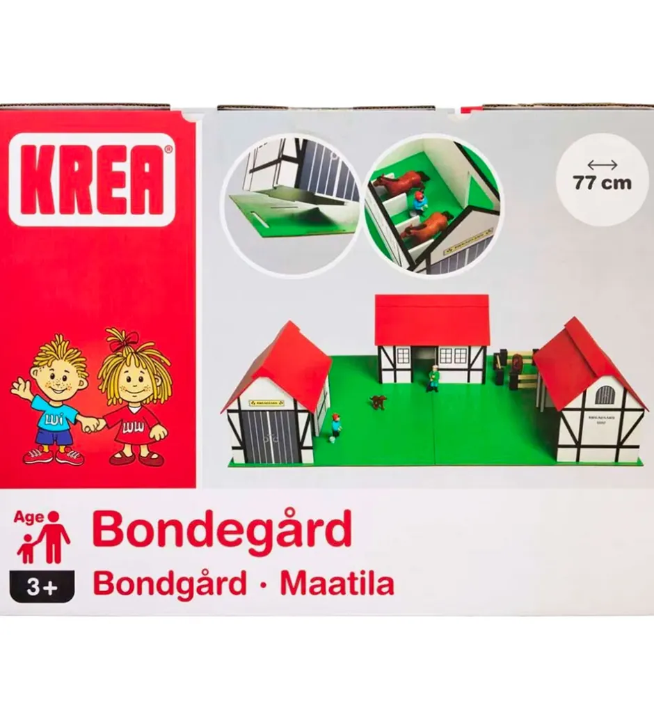 Bondegård - Træ - 77x53 cm - Hvid/Rød>Krea Online