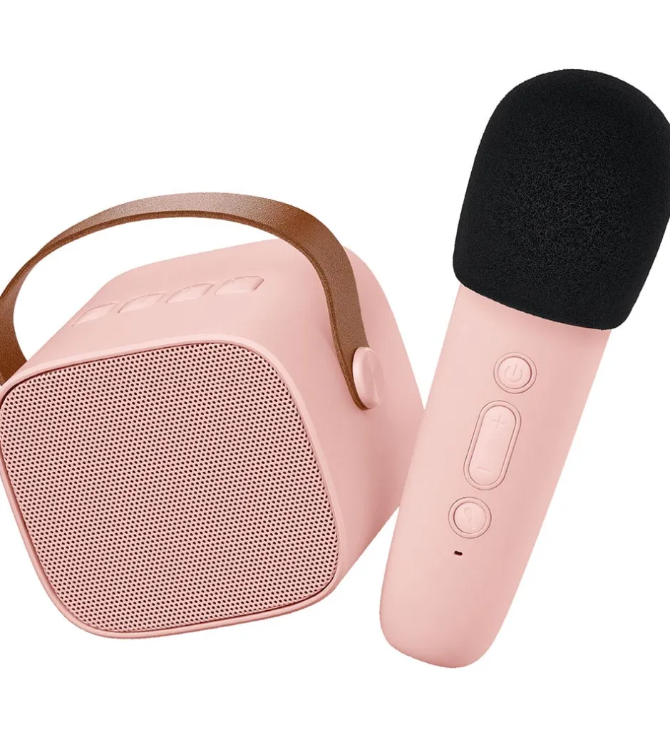 Højtaler m. Mikrofon - Trådløs - Karaoke - Rosa>Lalarma New