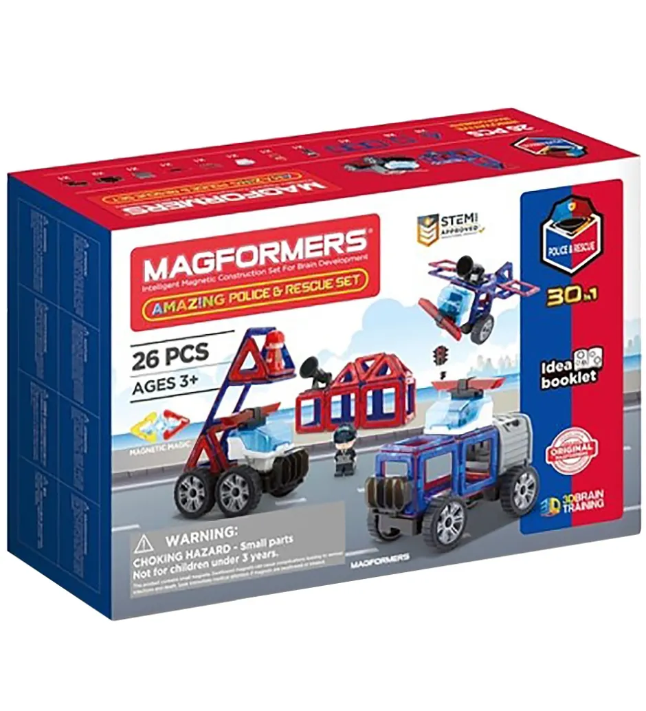 Amazing Police And Rescue Sæt - 26 Dele>Magformers Sale