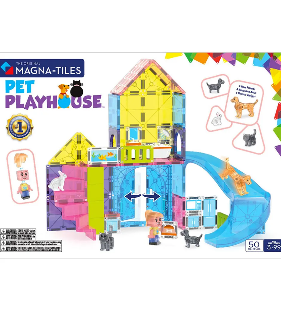 Magna Tiles Magnetsæt - 50 Dele - Pet Playhouse + MicroMAGS>Magna-Tiles Online