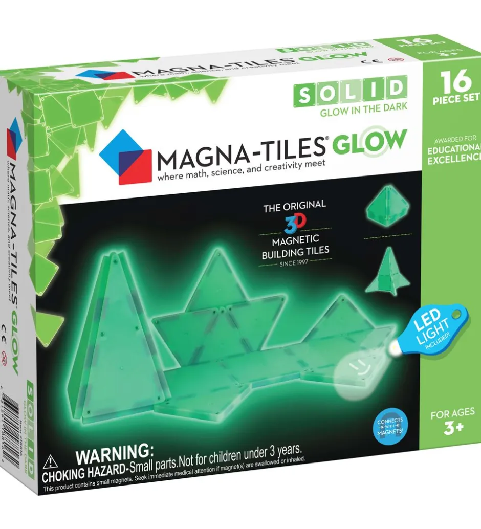 Magnetsæt - 16 Dele - Glow>Magna-Tiles Clearance