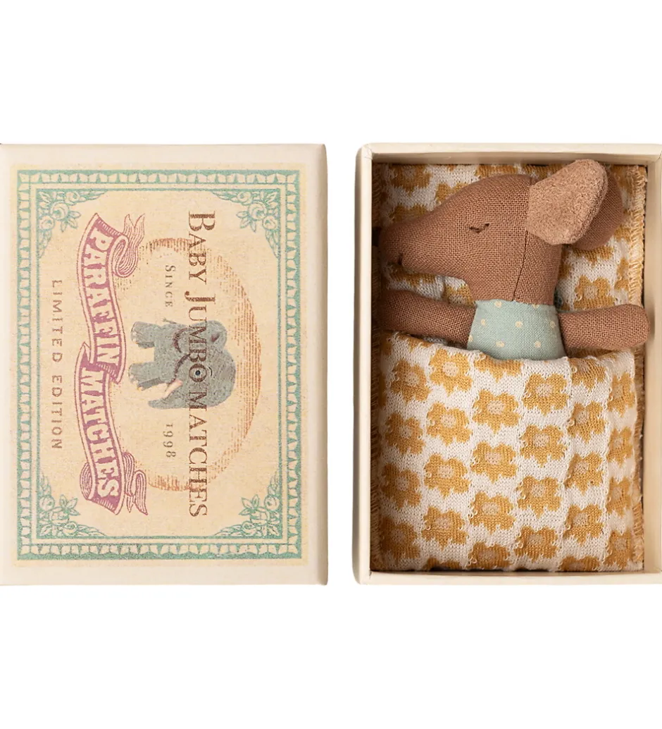 Mus - Babymus i Tændstikæske - Blå>Maileg Clearance