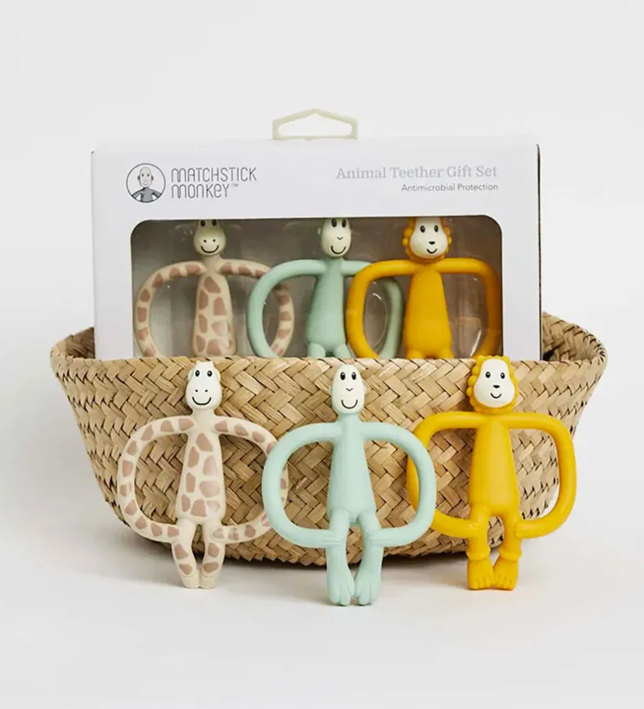Bideringe - 3-pak - Animal Teether Gift Set>Matchstick Monkey Clearance