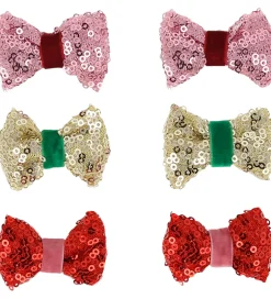 Hårsløjfer - 6-pak - 5,5 cm - Rød/Rosa/Guld m. Paillet>Meri Meri Hot