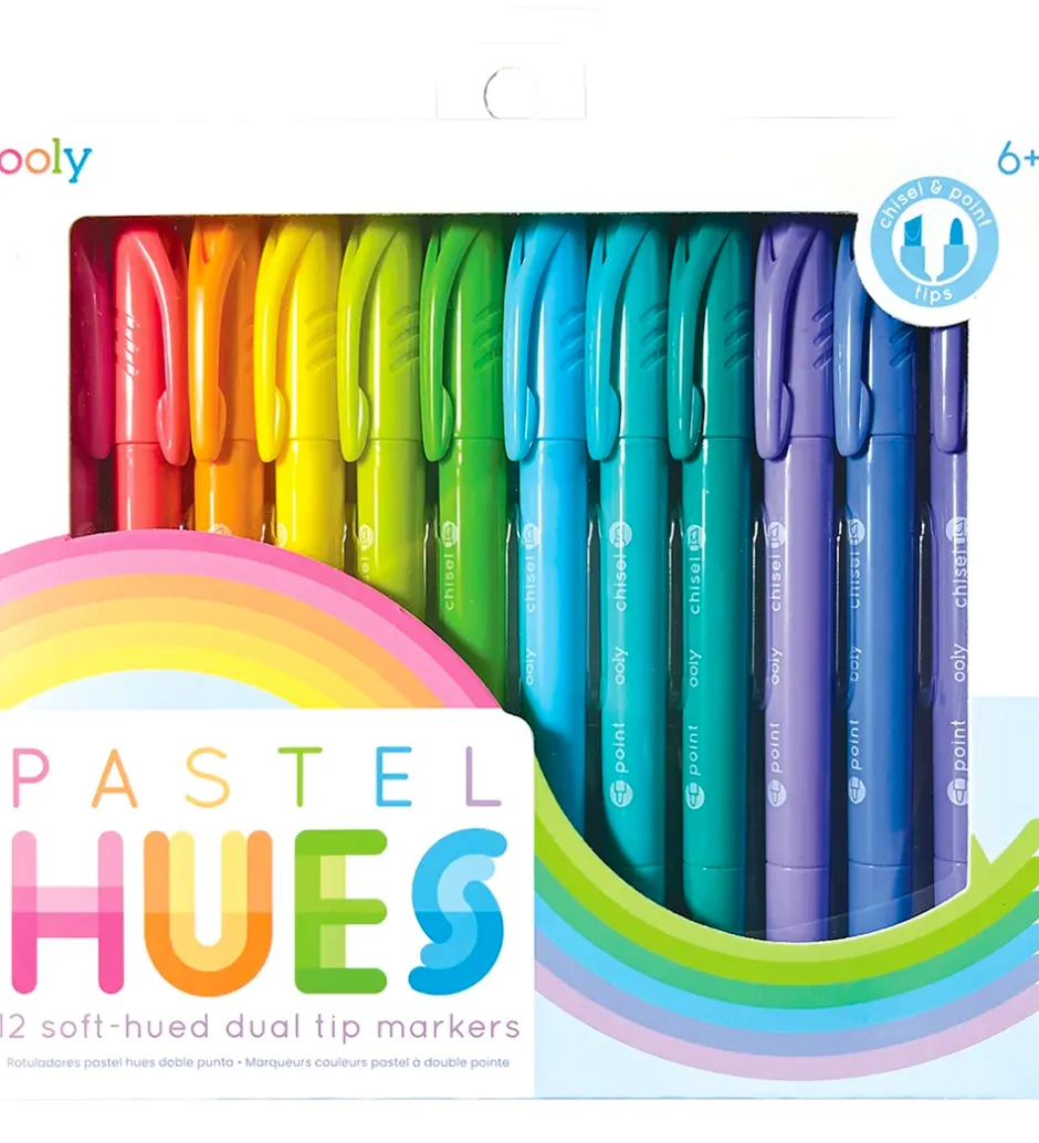 Dobbeltsidede Tuscher - Pastel Hues - 12 stk>Ooly Online