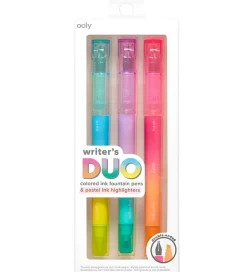 Dobbeltsidet Tuscher - 3 Stk - 2 In 1 Fountain Pens + Highl>Ooly