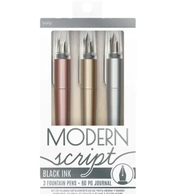 Fyldepen m. Notesbog - 3 Stk - Dual Tip Metallic Markers>Ooly Online