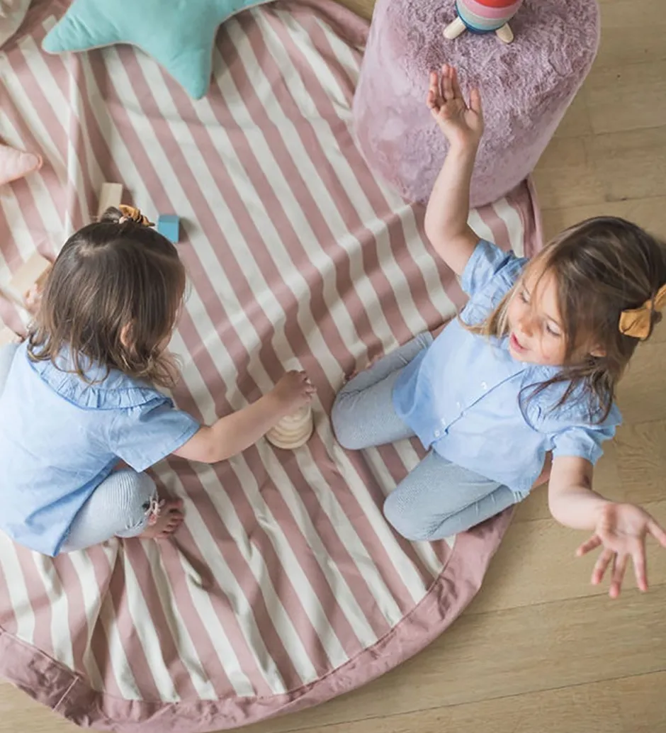 Legetøjstæppe - Ø140 - Stripes New Pink>Play&Go Discount