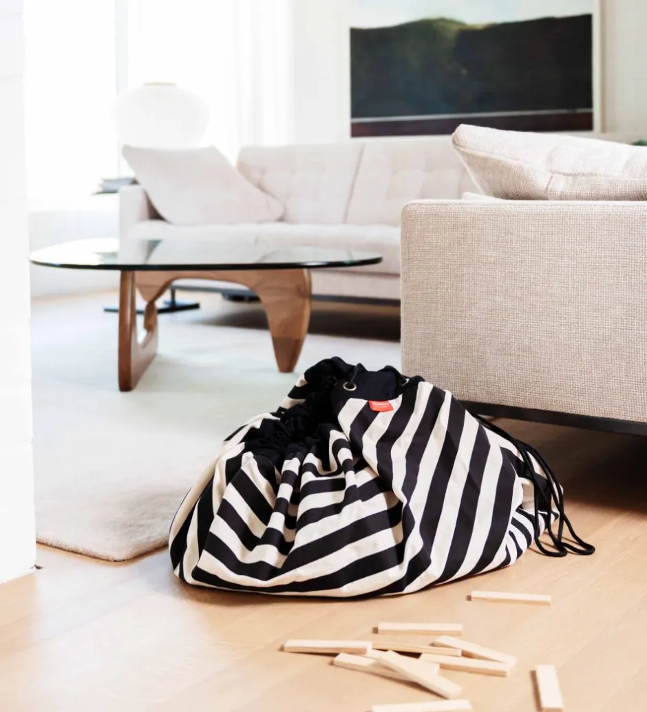 Legetøjstæppe - Ø140 cm - Stripes Black>Play&Go Online