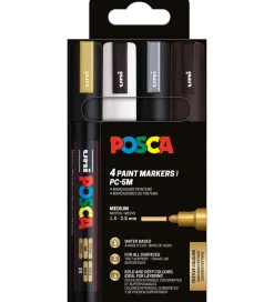 Tuscher - PC-5M - 4 stk. - Sort/Hvid/Sølv/Guld>Posca Clearance