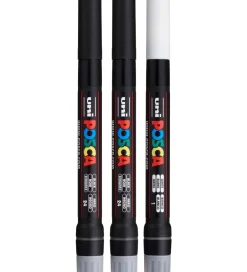 Tuscher m. Pensel-spids - PCF-350 - 3 stk. - Hvid/Sort>Posca Best