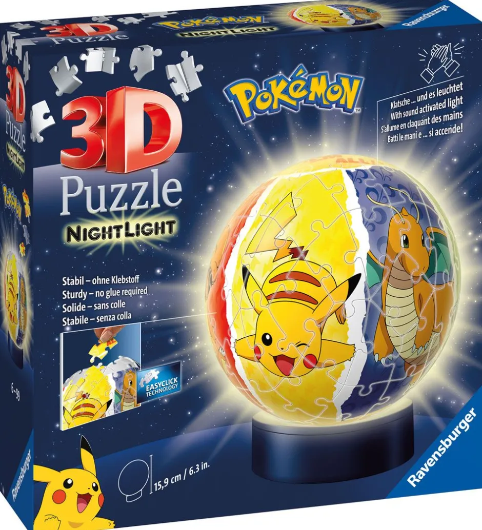3D Puslespil/Lampe - 74 Brikker - Ø12,9 cm - Pokémo>Ravensburger Sale