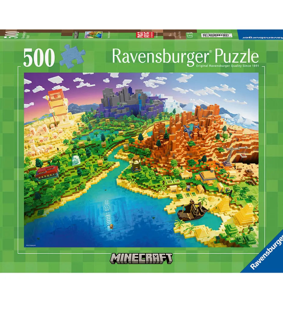 Puslespil - 500 Brikker - World of Minecraft>Ravensburger Discount
