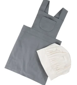 Forklæde m. Kokkehue - Elephant Grey/Classic White>Sebra Online